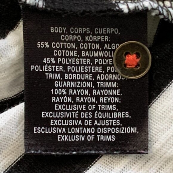 Anthropologie Postage Stamp S Henley Top Black White Stripe Roll Tab Sleeve 52K - Picture 9 of 11